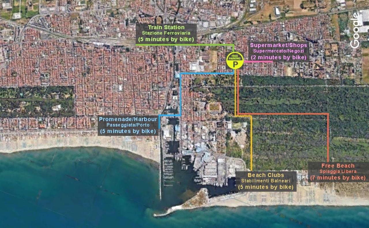 Apt Luminoso, Spazioso Con Aria Condiz E Bici Viareggio Kültér fotó